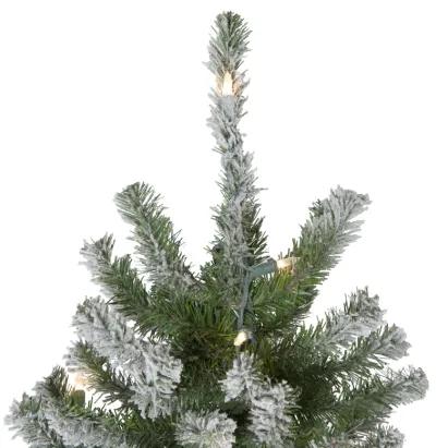 7' Pre-Lit Pencil Flocked Alpine Artificial Christmas Tree - Clear Lights