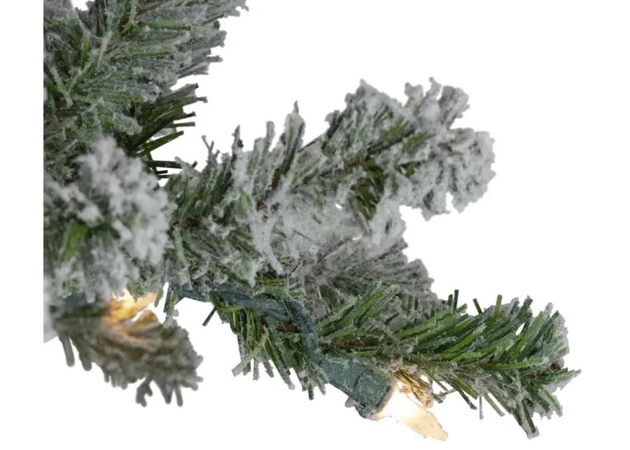 7' Pre-Lit Pencil Flocked Alpine Artificial Christmas Tree - Clear Lights