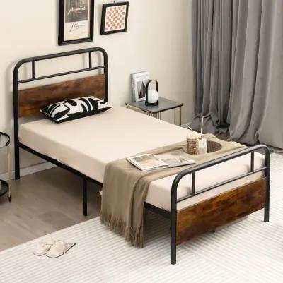 Bed Frame with Industrial Headboard