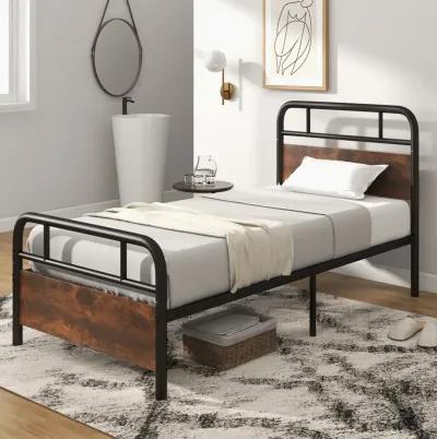 Bed Frame with Industrial Headboard