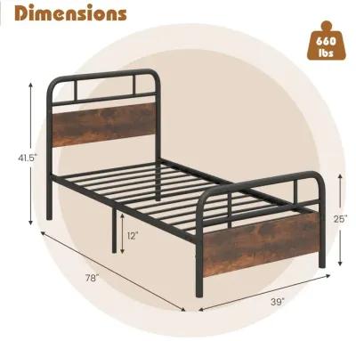 Bed Frame with Industrial Headboard