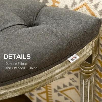 Classic Elegant Velvet Touch Fabric Sitting Ottoman Seat with Rubberwood Legs