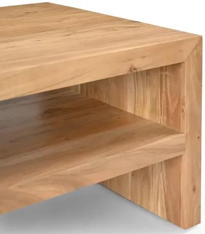 Jofran Dev Modern 44 Inch Mitered Angle Solid Wood Coffee Table with Storage Shelf