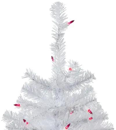 2' Pre-Lit Woodbury White Pine Slim Artificial Christmas Tree  Pink Lights