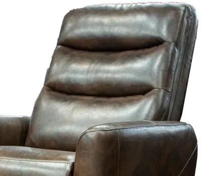 Aki 36 Inch Swivel Manual Recliner Chair, Luxury Plush Brown Faux Leather - Benzara...