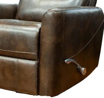 Aki 36 Inch Swivel Manual Recliner Chair, Luxury Plush Brown Faux Leather - Benzara...