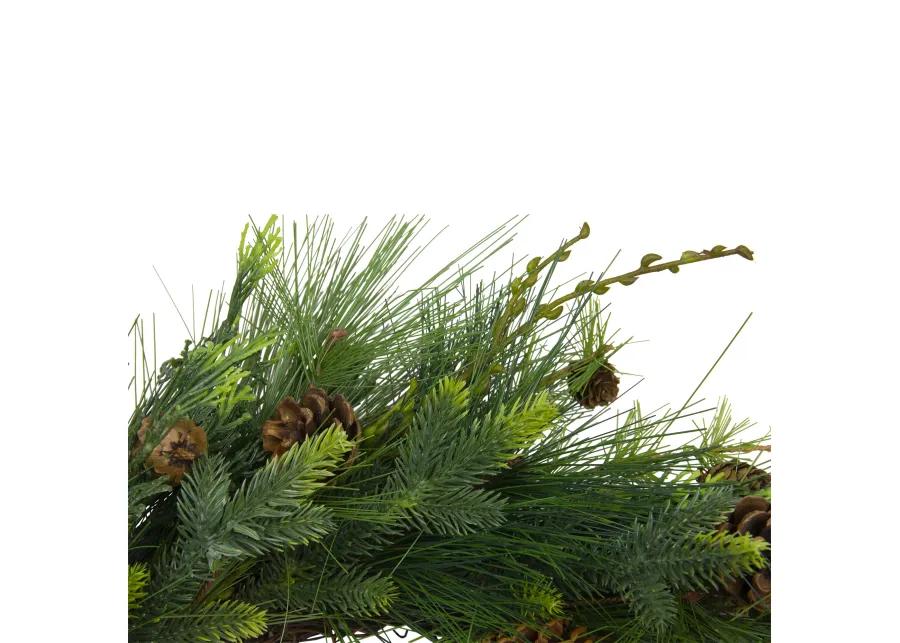 28" Long Needle and Pine Cones Artificial Christmas Wreath - Unlit