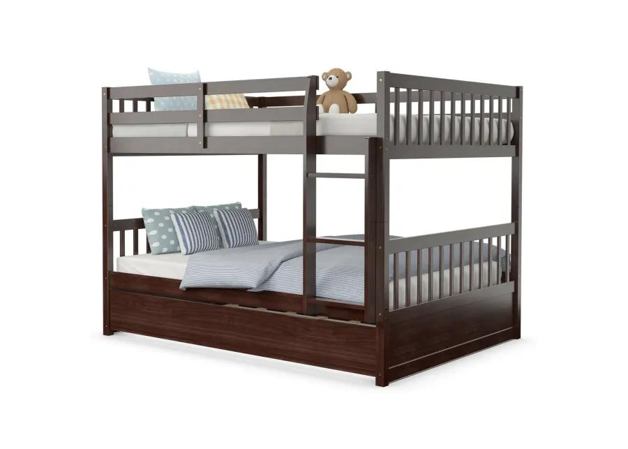 Full over Full Bunk Bed Platform Wood Bed with Ladder