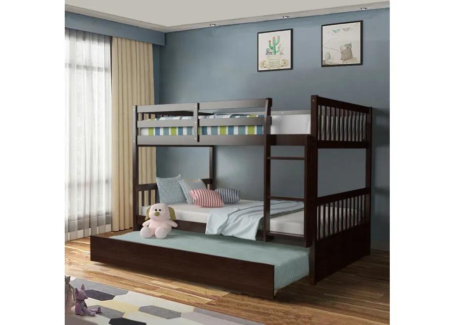 Full over Full Bunk Bed Platform Wood Bed with Ladder