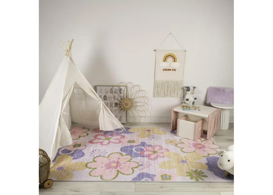 Soft Steps Playtime Fun Floral Pink Purple Soft Area Rug