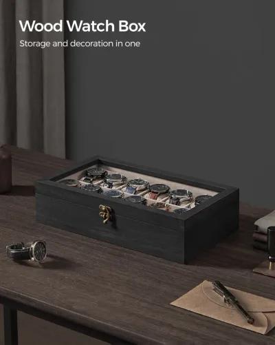 12-Slot Wooden Watch Box for Elegant Timepiece Storage