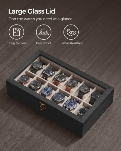 12-Slot Wooden Watch Box for Elegant Timepiece Storage