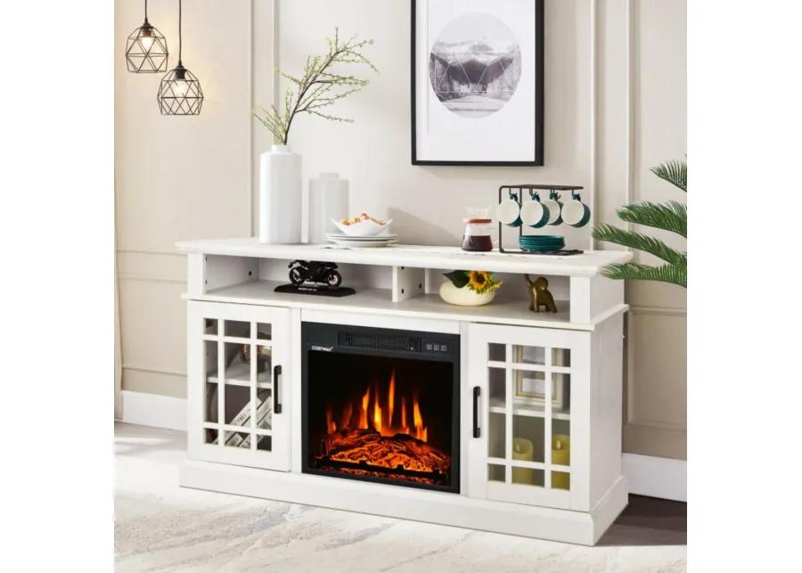 Hivvago 48 Inch Electric Fireplace TV Stand with Cabinets for TVs Up to 55 Inch