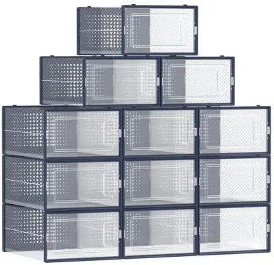 Pack of 18 Stackable Shoe Storage Organizers - Practical Shoe Boxes for Organized Spaces