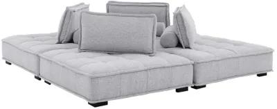 Saunter Tufted Fabric 4-Piece Sectional Sofa Gray