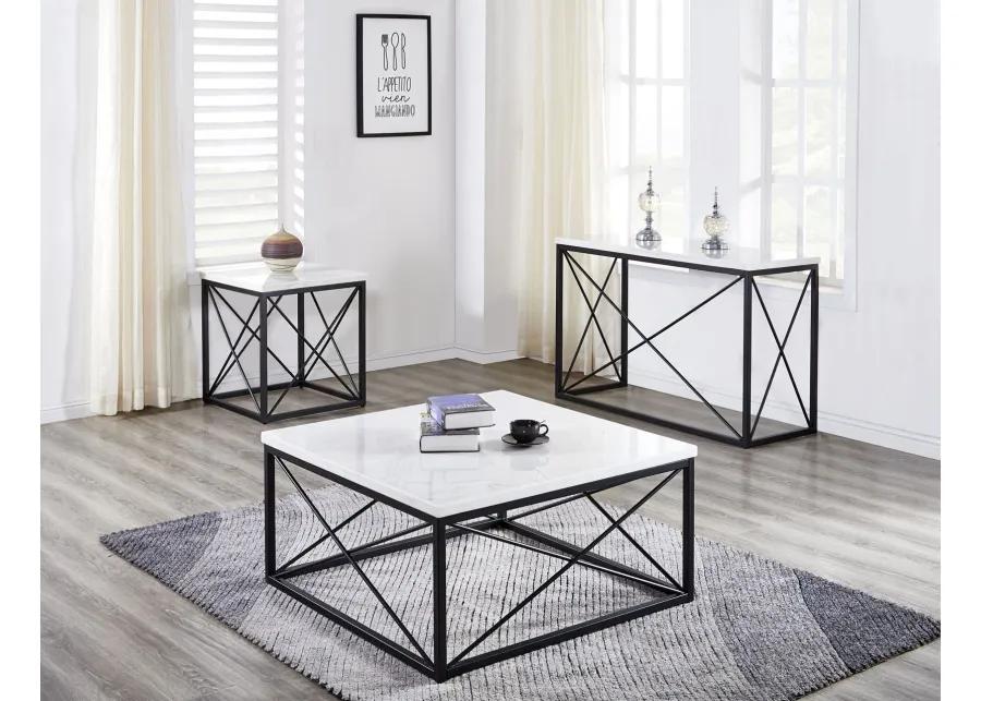 Skyler White Marble Top End Table