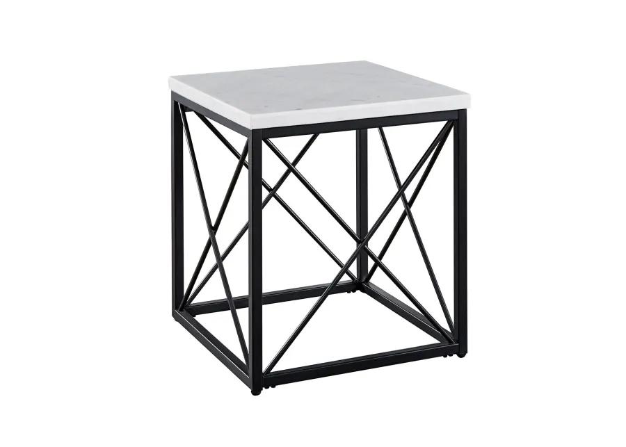 Skyler White Marble Top End Table