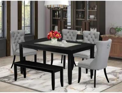 6 Piece Kitchen Table & Chairs Set Consists of a Rectangle Dining Table