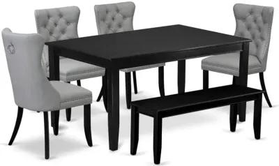 6 Piece Kitchen Table & Chairs Set Consists of a Rectangle Dining Table