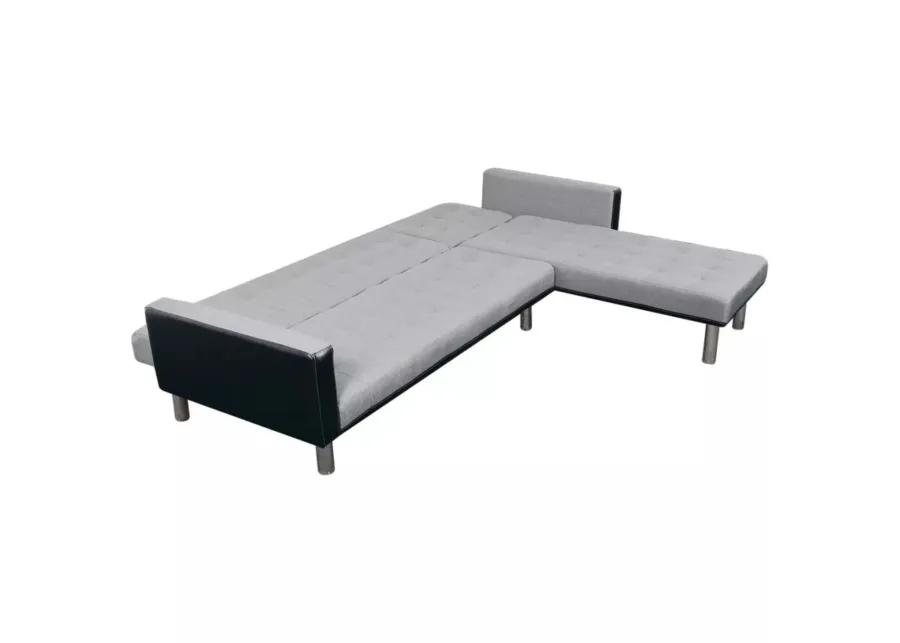 vidaXL L-shaped Sofa Bed Fabric Black and Gray