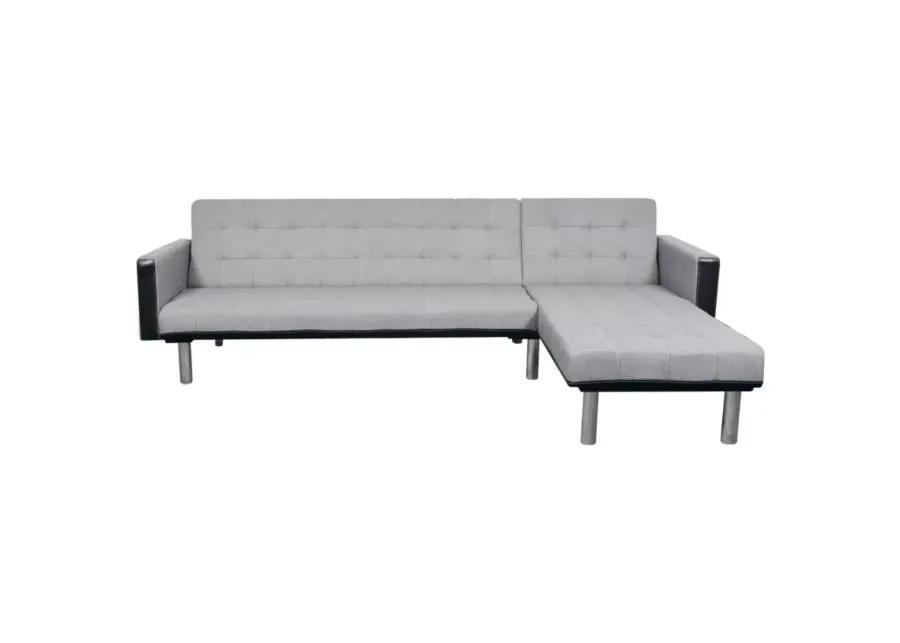 vidaXL L-shaped Sofa Bed Fabric Black and Gray