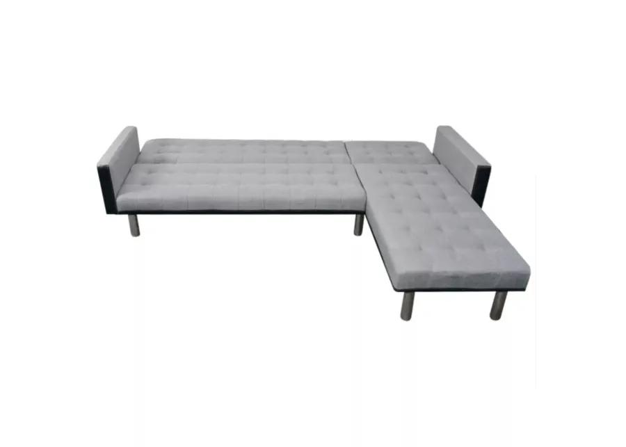 vidaXL L-shaped Sofa Bed Fabric Black and Gray