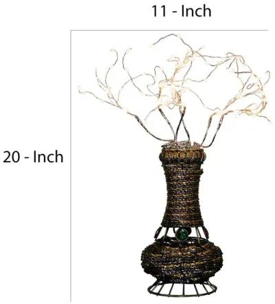 Tree Table Lamp with Aluminum Wire and Multiple LED, White - Benzara