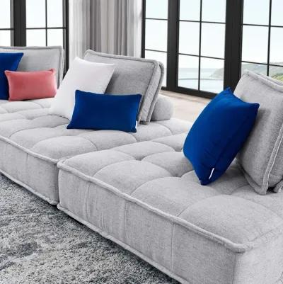 Saunter Tufted Fabric 3-Piece Sofa Gray