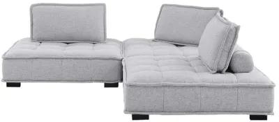 Saunter Tufted Fabric 3-Piece Sofa Gray