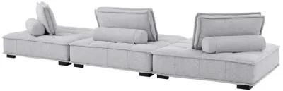 Saunter Tufted Fabric 3-Piece Sofa Gray