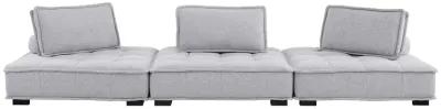 Saunter Tufted Fabric 3-Piece Sofa Gray