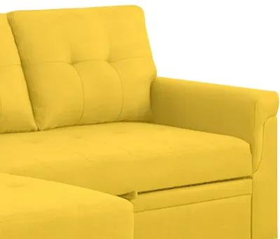 Elliot 84 Inch Sleeper Sectional Sofa with Storage Chaise, Yellow Fabric-Benzara