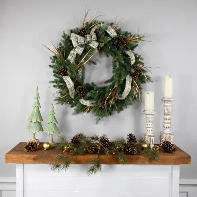 Pre-Lit Blue Spruce Artificial Christmas Wreath  48-Inch  Clear Lights