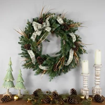 Pre-Lit Blue Spruce Artificial Christmas Wreath  48-Inch  Clear Lights