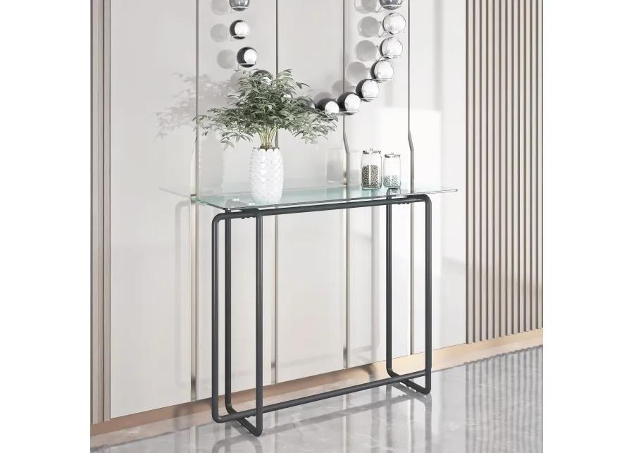 Hivvago Elegant Designed Single Layered Transparent Tempered Glass Console Table