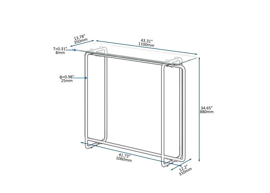 Hivvago Elegant Designed Single Layered Transparent Tempered Glass Console Table