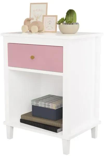 Wooden Nightstand With One Drawer One Shelf For Kids, Adults