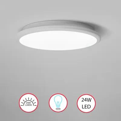 "Modern Round LED Ceiling Light Fixture Flush Mount Lighting, 6500K Daylight White, Energy-Saving with 30,000 Hour Lifetime for Residential and Commercial Space 12"" White"