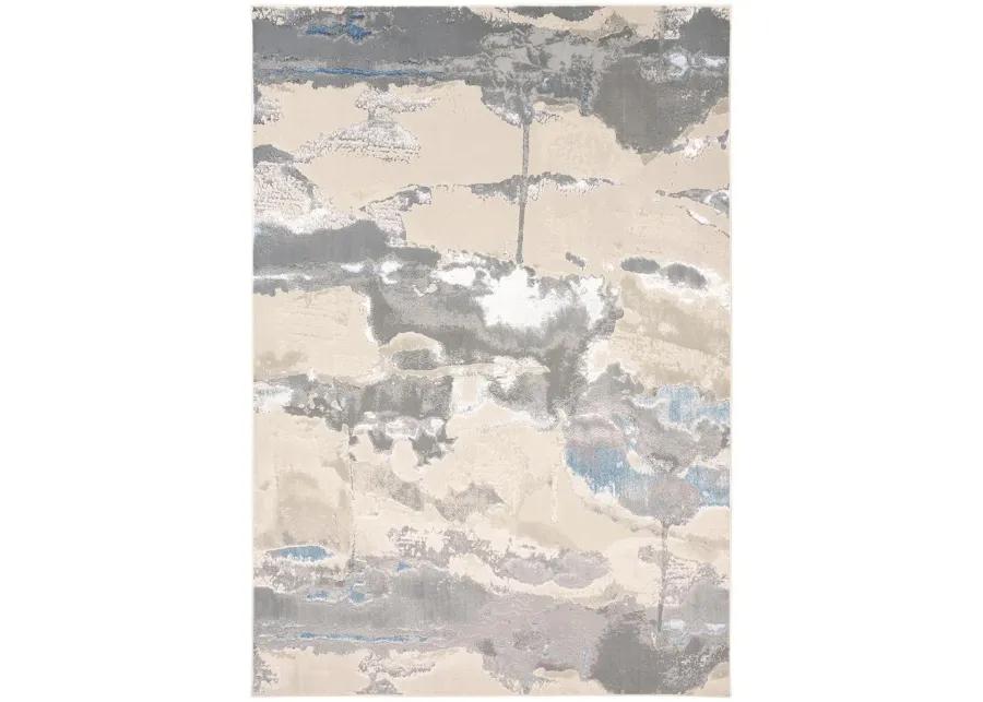 Azure 3525F 3'11" x 6' Ivory/Gray/Blue Rug