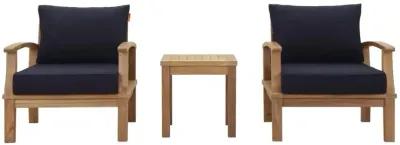 Marina 3 Piece Outdoor Patio Teak Set - Natural Navy