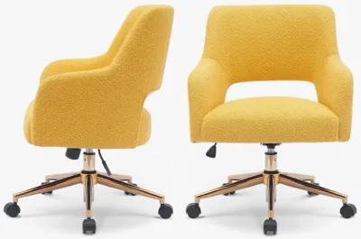 WestinTrends Mid-Century Modern Swivel Office Vanity Chair with Wheels