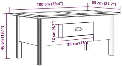 Coffee Table BODO White 39.4"x21.7"x17.7" Solid Wood Pine