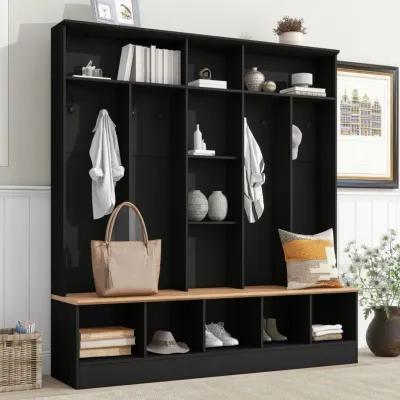 Merax Minimalist Hall Tree with Storage Bench