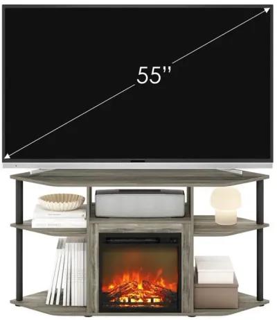 Open Storage Corner Fireplace TV Entertainment Center for TV up to 55 Inch