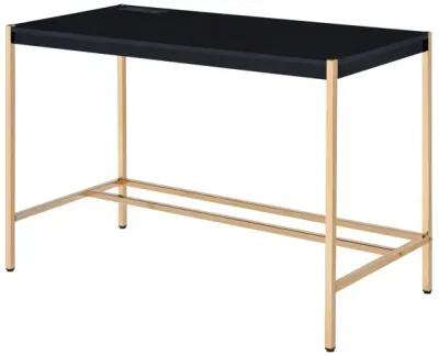 Midriaks Writing Desk w/USB Port in Black & Gold Finish OF 00021