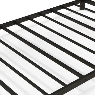 Low Profile Twin Over Twin Metal Bunk Bed with Full-length Guardrails