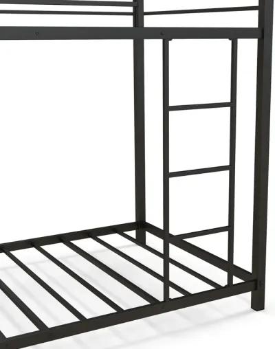 Low Profile Twin Over Twin Metal Bunk Bed with Full-length Guardrails