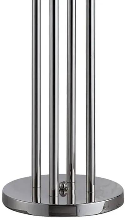 59 Inch Floor Lamp, 4 LED Lights, Metal Round Base, Glossy Nickel Finish-Benzara