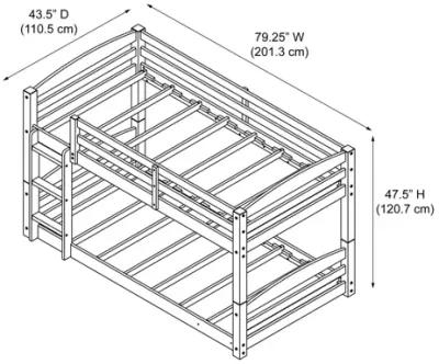 DHP Sierra Low Profile Twin over Twin Bunk Bed with Ladder, Gray