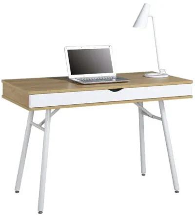 Hivvago Modern Heavy Duty Laptop Computer Desk with Storage Drawer in Pine Wood Finish